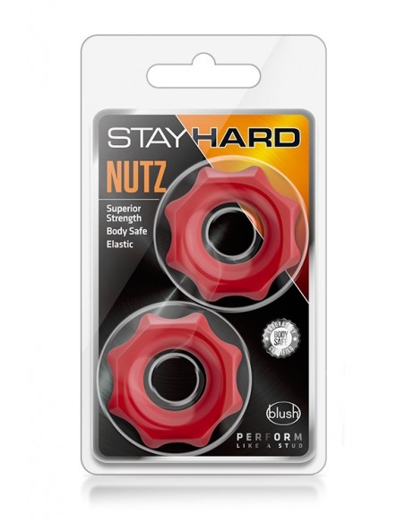 STAY HARD NUTZ RED - Pierścienie erekcyjne niewibrujące - 5