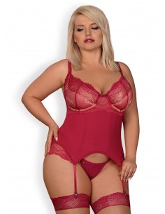 Rosalyne gorset i stringi czerwony XXL - Komplety bielizny erotycznej - 1