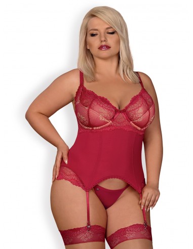 Rosalyne gorset i stringi czerwony XXL - Komplety bielizny erotycznej - 1