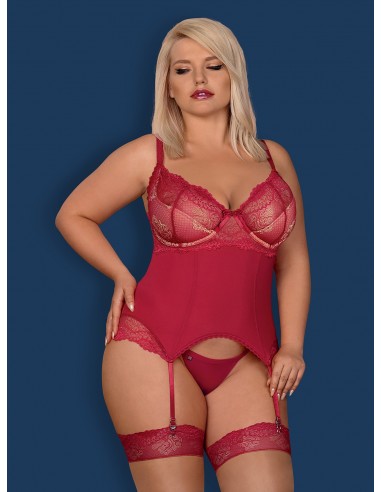 Rosalyne gorset i stringi czerwony XXL - Komplety bielizny erotycznej - 3