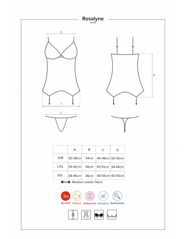 Rosalyne gorset i stringi czerwony XXL - Komplety bielizny erotycznej - 6