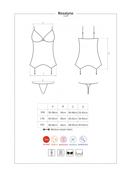 Rosalyne gorset i stringi czerwony XXL - Komplety bielizny erotycznej - 6