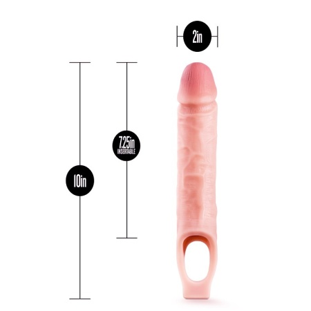 Nakładka Przedłużająca na Penis Performance 10" z Rowkowaniem Wewnętrznym i Paskiem na Mosznę, TPE, 19 cm - 2