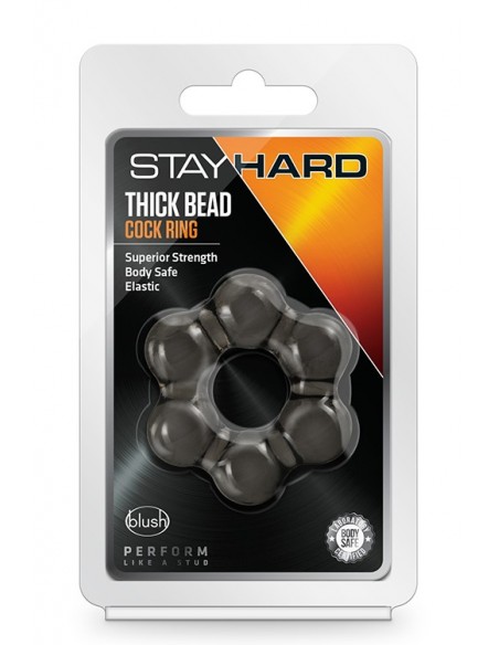 Pierścień na penisa Stay Hard Thick Bead Cock Ring Black - Pierścienie erekcyjne niewibrujące - 4