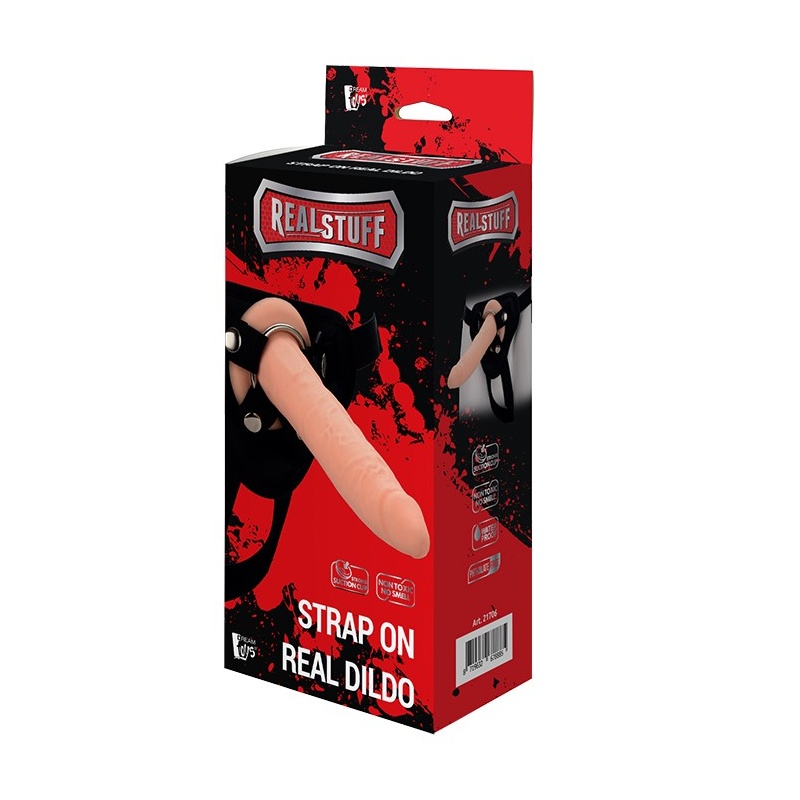Szelki z odpinanym dildem Strap On Real Dildo - silikon bez ftalanów, O-ringi i przyssawka, 20 × 4 cm - 3