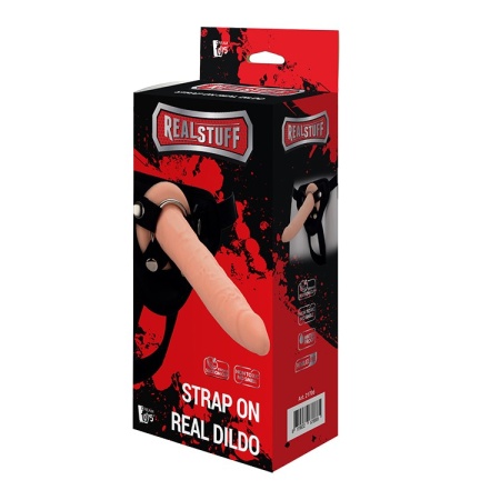 Szelki z odpinanym dildem Strap On Real Dildo - silikon bez ftalanów, O-ringi i przyssawka, 20 × 4 cm - 3