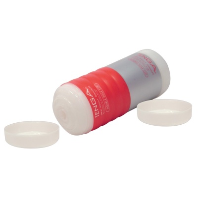 Masturbator jednorazowy Dual Sensation Cup – dwa kanały (dopochwowy i analny), materiał TPE, długość 15 cm, średnica zewnętrzna - 1