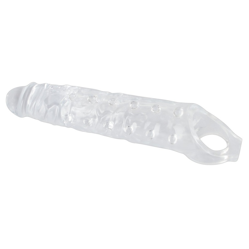 Rękaw na penisa Crystal Clear Penis Sleeve z pierścieniem na jądra, przezroczysty TPE, długość całkowita 27,8 cm - 2