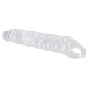 Rękaw na penisa Crystal Clear Penis Sleeve z pierścieniem na jądra, przezroczysty TPE, długość całkowita 27,8 cm - 2