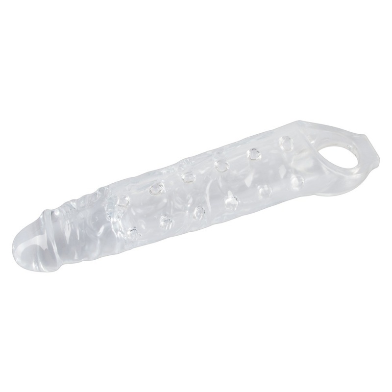 Rękaw na penisa Crystal Clear Penis Sleeve z pierścieniem na jądra, przezroczysty TPE, długość całkowita 27,8 cm - 3