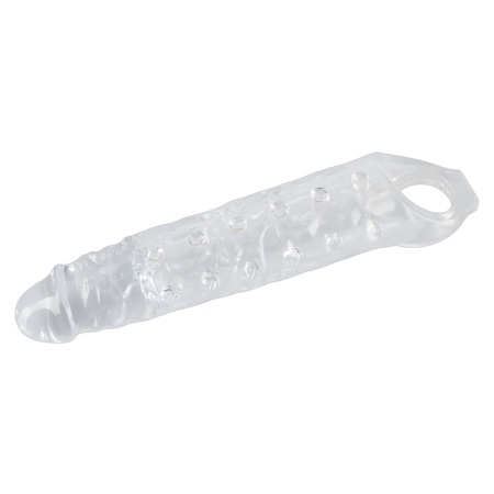 Rękaw na penisa Crystal Clear Penis Sleeve z pierścieniem na jądra, przezroczysty TPE, długość całkowita 27,8 cm - 3
