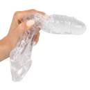 Rękaw na penisa Crystal Clear Penis Sleeve z pierścieniem na jądra, przezroczysty TPE, długość całkowita 27,8 cm - 6