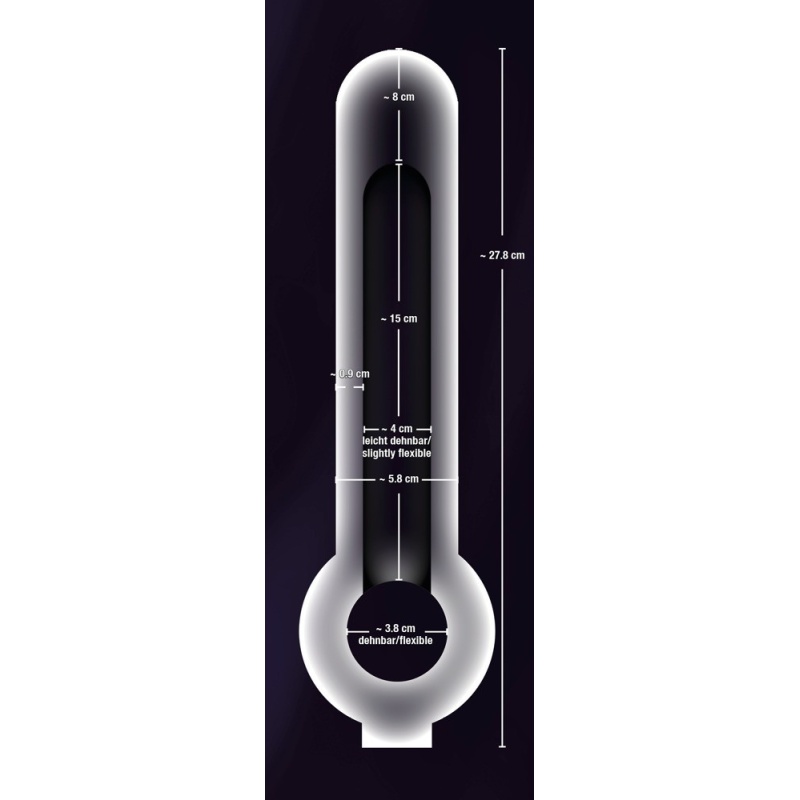 Rękaw na penisa Crystal Clear Penis Sleeve z pierścieniem na jądra, przezroczysty TPE, długość całkowita 27,8 cm - 7