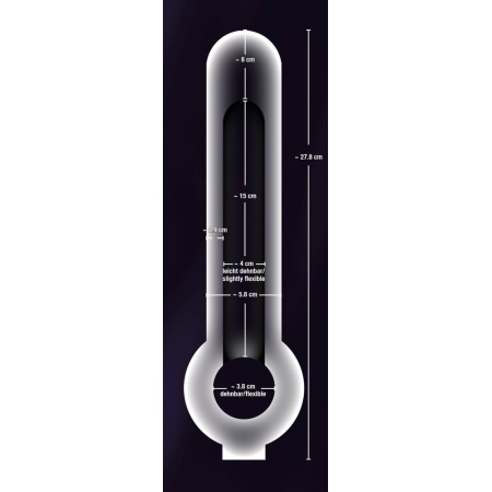 Rękaw na penisa Crystal Clear Penis Sleeve z pierścieniem na jądra, przezroczysty TPE, długość całkowita 27,8 cm - 7