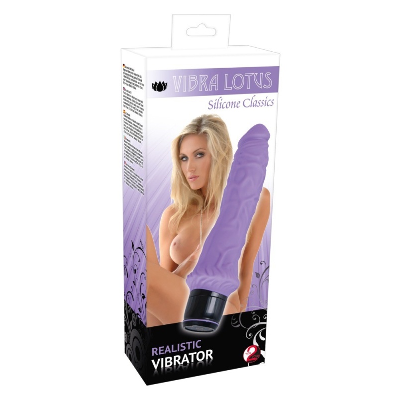 Wibrator Classic Silicone Vibe Purple – Realistyczna Faktura, 7 Trybów Wibracji, Silikon Medyczny, Długość 25 cm, Średnica 3,5–4 - 1