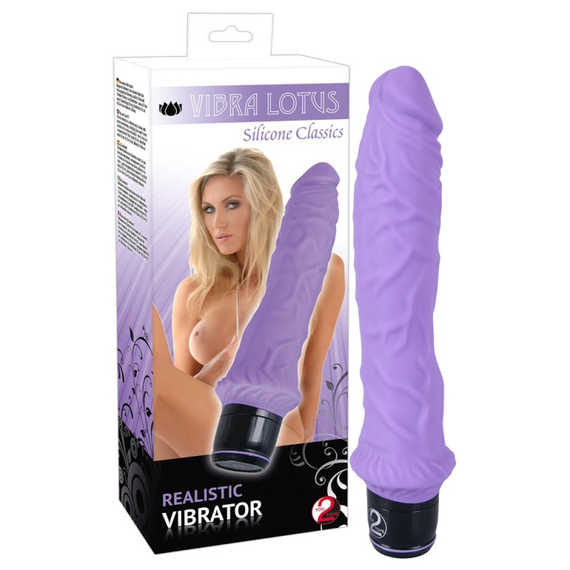 Wibrator Classic Silicone Vibe Purple – Realistyczna Faktura, 7 Trybów Wibracji, Silikon Medyczny, Długość 25 cm, Średnica 3,5–4 - 5