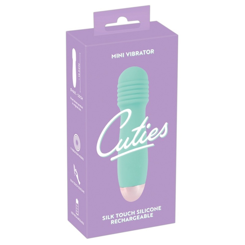 Wibrator Cuties Mini green – rowkowana końcówka, 7 trybów, 12,5 cm - 1