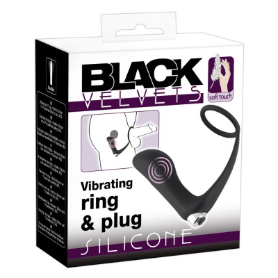Wibrujący korek analny z pierścieniem erekcyjnym Vibrating Ring & Plug, silikon PU, 10,8 cm - 1