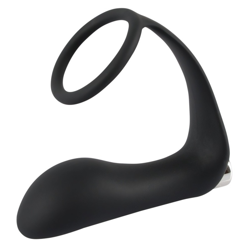 Wibrujący korek analny z pierścieniem erekcyjnym Vibrating Ring & Plug, silikon PU, 10,8 cm - 4