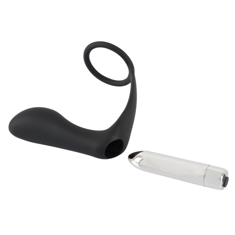 Wibrujący korek analny z pierścieniem erekcyjnym Vibrating Ring & Plug, silikon PU, 10,8 cm - 9
