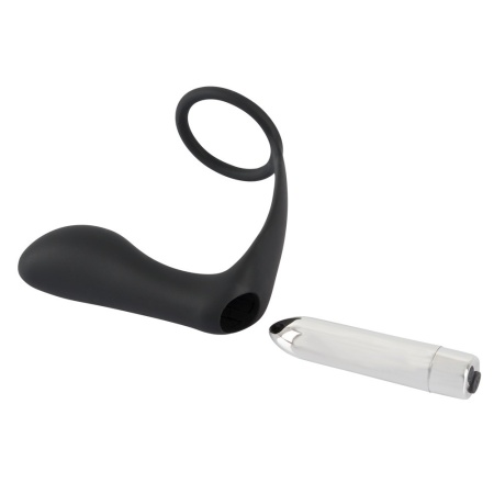 Wibrujący korek analny z pierścieniem erekcyjnym Vibrating Ring & Plug, silikon PU, 10,8 cm - 9