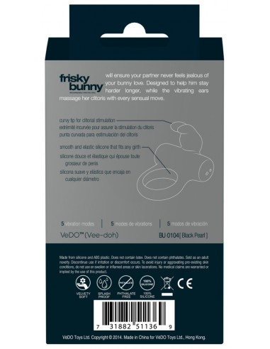 Frisky Bunny Black Pearl - Pierścienie erekcyjne wibrujące - 5