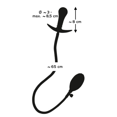 Pompowany Korek Analny z Wewnętrzną Metalową Kulką (Inner Metal Ball) i Korkiem Odcinającym, 8 cm, Ø 3–8,5 cm - 2