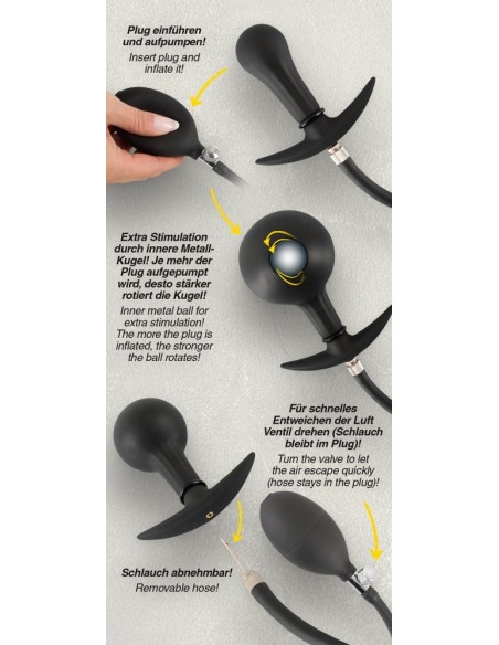 Pompowany Plug Inflatable Plug inner Metal Ba - Korki analne pompowane - 10