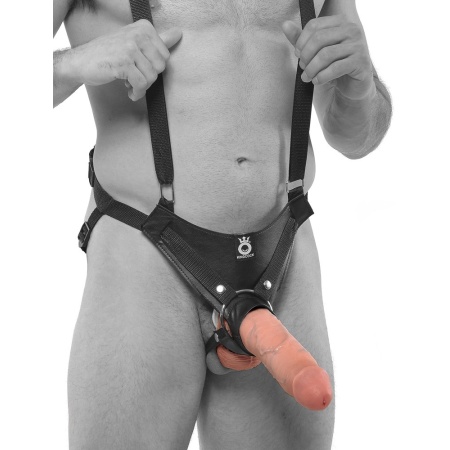King Cock 10 Hollow Strap-On Suspender – wydrążony dildo 25 cm na regulowanej uprzęży szelkowej - 2