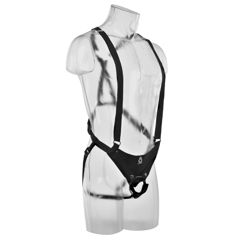 King Cock 10 Hollow Strap-On Suspender – wydrążony dildo 25 cm na regulowanej uprzęży szelkowej - 4
