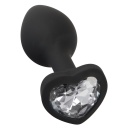 Korek analny Silicone Butt Plug – stożkowy, z akrylowym kryształem w kształcie serca, 7,3 cm - 2