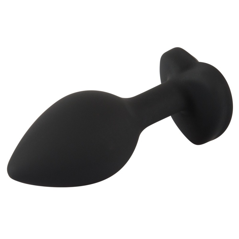 Korek analny Silicone Butt Plug – stożkowy, z akrylowym kryształem w kształcie serca, 7,3 cm - 3