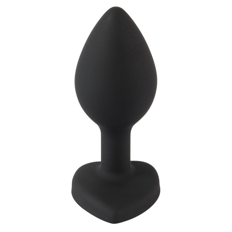 Korek analny Silicone Butt Plug – stożkowy, z akrylowym kryształem w kształcie serca, 7,3 cm - 4
