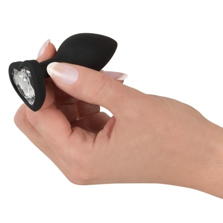 Korek analny Silicone Butt Plug – stożkowy, z akrylowym kryształem w kształcie serca, 7,3 cm - 6