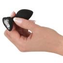 Korek analny Silicone Butt Plug – stożkowy, z akrylowym kryształem w kształcie serca, 7,3 cm - 6
