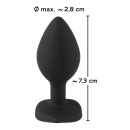 Korek analny Silicone Butt Plug – stożkowy, z akrylowym kryształem w kształcie serca, 7,3 cm - 8