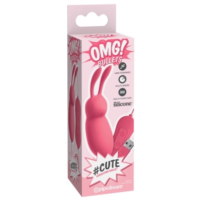 Wibrator bullet Cute z elastycznymi uszami królika, 20 trybami wibracji i długością 8,3 cm - 1