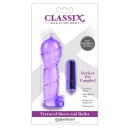 Rękaw na penisa Textured Sleeve & Bullet Pur – teksturowany TPE z wymiennym wibratorem typu bullet, 14 cm - 1
