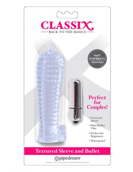 C Textured Sleeve & Bullet Cle - Przedłużki i nakładki na penisa - 1