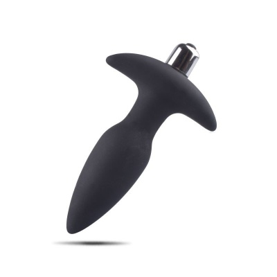 Wibrujący korek analny Deep and Strong 12,5 cm (3,5 cm średnicy) – silikonowy, czarny - 1 2