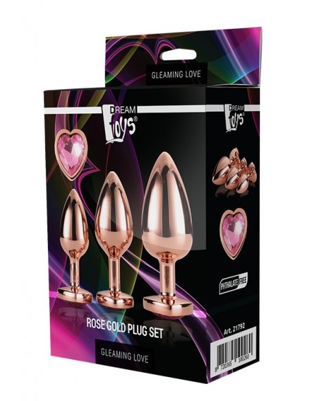 GLEAMING LOVE ROSE GOLD PLUG SET - Zestawy Korków Analnych - 4