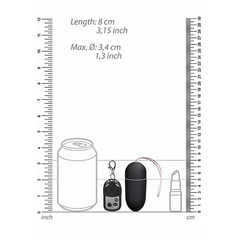 Jajeczko wibrujące zdalnie sterowane Big - 10 trybów, obudowa ABS, 8 cm długości, 3,4 cm średnicy - 3