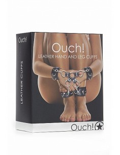 Leather Hand And Legcuffs - Black - Kajdanki erotyczne - 1 2