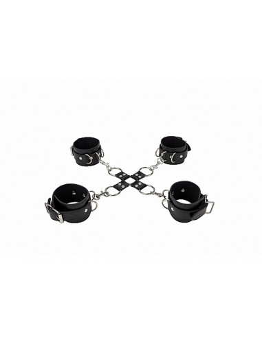 Leather Hand And Legcuffs - Black - Kajdanki erotyczne - 3