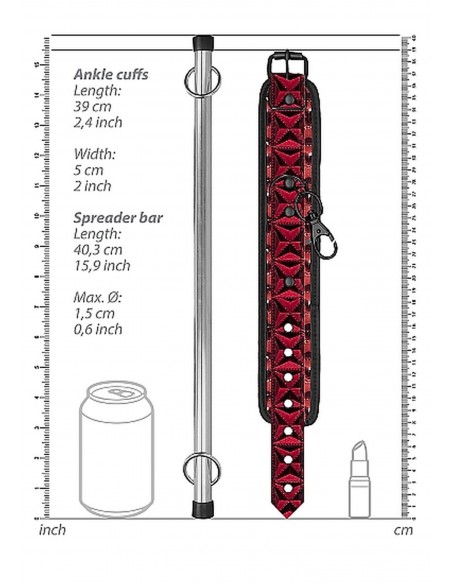 Luxury Spreader Bar - Burgundy - Kajdanki erotyczne - 4