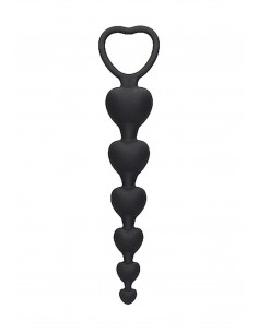 Anal Heart Beads - Black - Kulki analne, koraliki analne - 1