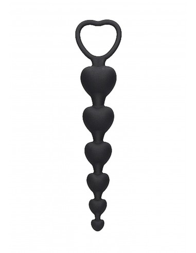 Anal Heart Beads - Black - Kulki analne, koraliki analne - 1