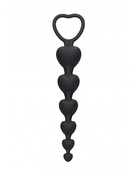 Anal Heart Beads - Black - Kulki analne, koraliki analne - 1
