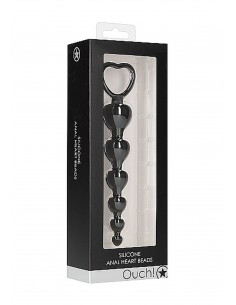 Anal Heart Beads - Black - Kulki analne, koraliki analne - 1 2