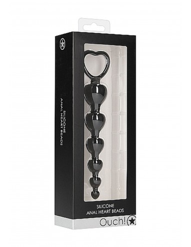 Anal Heart Beads - Black - Kulki analne, koraliki analne - 2